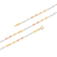 Load image into Gallery viewer, 14K Tri-Color Gold 2.5mm Dainty Mirror Chain Necklace with Spring Ring Lock
