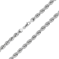 Load image into Gallery viewer, Hollow 925 Sterling Silver 8mm Rope Chain Necklace with Lobster Lock - Diamond-Cut
