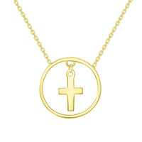 Load image into Gallery viewer, 14k Gold Circle of Life Religious Cross Necklace
