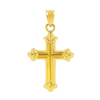Load image into Gallery viewer, Dainty 14k Yellow Gold Fleur de Lis Cross Charm Pendant Necklace
