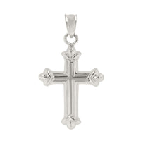 Load image into Gallery viewer, Dainty 14k White Gold Fleur de Lis Cross Charm Pendant Necklace
