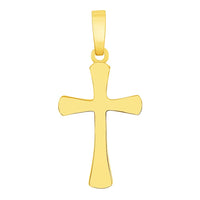 Load image into Gallery viewer, 14k Solid Yellow Gold Dainty Mini Classic Plain Religious Cross Charm Pendant with Rolo Cable, Cuban Curb, or Figaro Chain Necklaces
