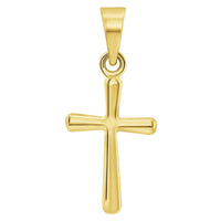 Load image into Gallery viewer, 14k Yellow Gold Polished Dainty Mini Religious Plain Simple Cross Charm Pendant Necklace
