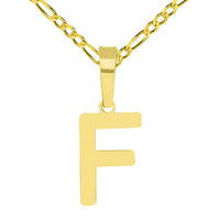 Load image into Gallery viewer, Solid 14k Yellow Gold Dainty Mini Uppercase Initial Charm Block Letter Pendant Necklace with Figaro Link Chain

