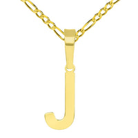 Load image into Gallery viewer, Solid 14k Yellow Gold Dainty Mini Uppercase Initial Charm Block Letter Pendant Necklace with Figaro Link Chain
