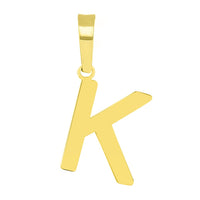 Load image into Gallery viewer, Solid 14k Yellow Gold Dainty Mini Uppercase Initial Charm Block Letter Pendant Necklace with Figaro Link Chain
