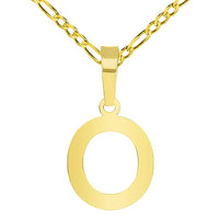 Load image into Gallery viewer, Solid 14k Yellow Gold Dainty Mini Uppercase Initial Charm Block Letter Pendant Necklace with Figaro Link Chain
