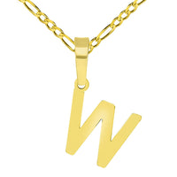 Load image into Gallery viewer, Solid 14k Yellow Gold Dainty Mini Uppercase Initial Charm Block Letter Pendant Necklace with Figaro Link Chain
