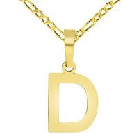 Load image into Gallery viewer, Solid 14k Yellow Gold Dainty Mini Uppercase Initial Charm Block Letter Pendant Necklace with Figaro Link Chain
