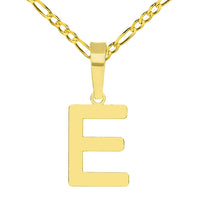 Load image into Gallery viewer, Solid 14k Yellow Gold Dainty Mini Uppercase Initial Charm Block Letter Pendant Necklace with Figaro Link Chain
