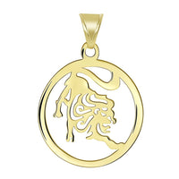 Load image into Gallery viewer, Solid 14k Yellow Gold Dainty Round Leo Zodiac Symbol Cut-Out Lion Pendant Necklace
