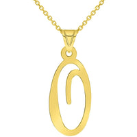Load image into Gallery viewer, 14k Yellow Gold Dainty Uppercase Script Initial O Cursive Letter Pendant Necklace
