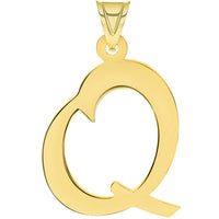 Load image into Gallery viewer, 14k Yellow Gold Dainty Uppercase Script Initial Q Cursive Letter Pendant Necklace
