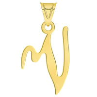 Load image into Gallery viewer, 14k Yellow Gold Dainty Uppercase Script Initial V Cursive Letter Pendant Necklace
