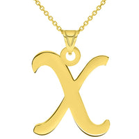 Load image into Gallery viewer, 14k Yellow Gold Dainty Uppercase Script Initial X Cursive Letter Pendant Necklace
