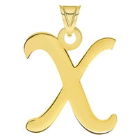 Load image into Gallery viewer, 14k Yellow Gold Dainty Uppercase Script Initial X Cursive Letter Pendant Necklace

