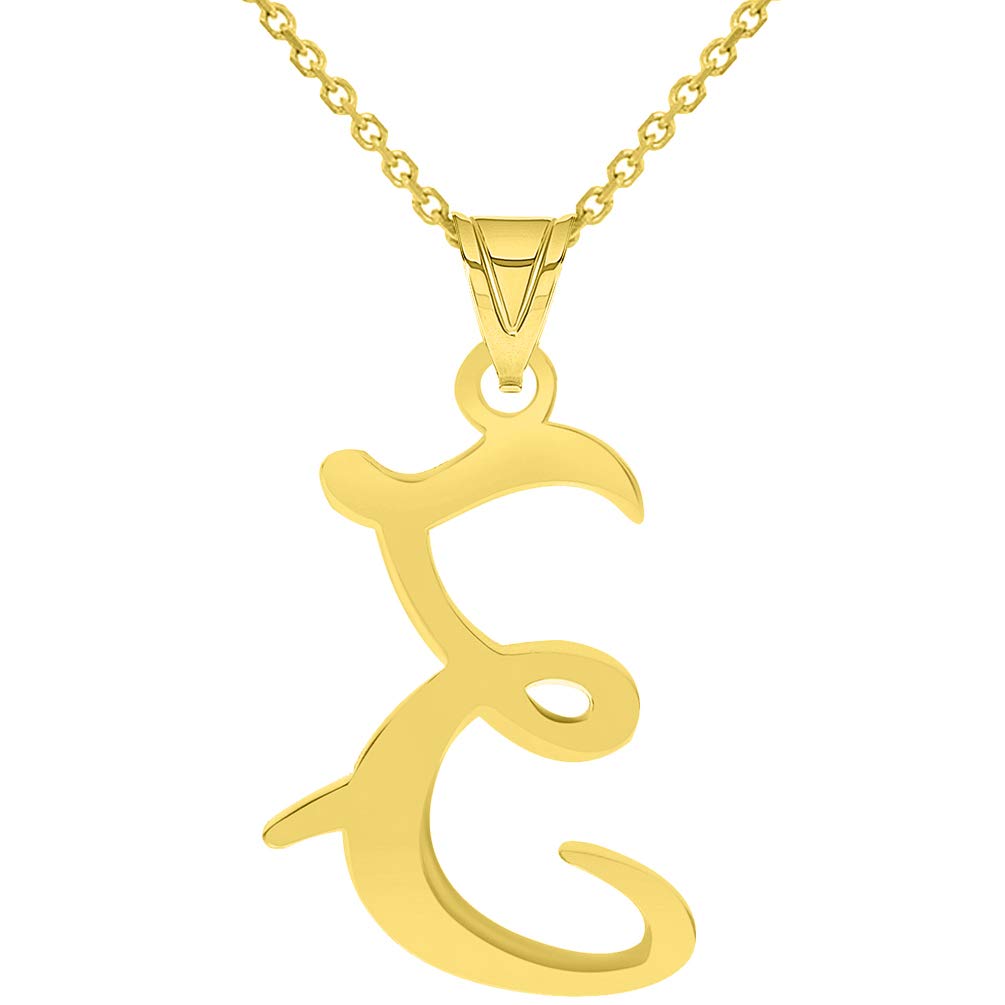 14k Yellow Gold Dainty Uppercase Script Initial Z Cursive Letter Pendant Necklace
