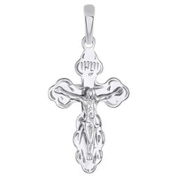 Load image into Gallery viewer, Solid 14k White Gold Eastern Orthodox Cross Save and Protect Crucifix Pendant
