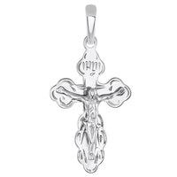 Load image into Gallery viewer, Solid 14k White Gold Eastern Orthodox Cross Save and Protect Crucifix Pendant Necklace
