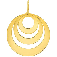 Load image into Gallery viewer, Solid 14k Yellow Gold Engravable Three Circle Name Charm Personalized Round Disc Pendant with Rolo Cable, Curb Cuban, or Figaro Chain Necklace
