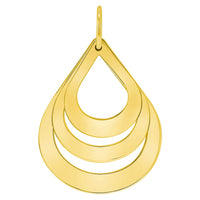 Load image into Gallery viewer, Solid 14k Yellow Gold Engravable Three Teardrop Name Drop Shaped Personalized Pendant with Rolo Cable, Curb Cuban, or Figaro Chain Necklace
