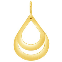Load image into Gallery viewer, Solid 14k Yellow Gold Engravable Two Teardrop Name Drop Shaped Personalized Pendant with Rolo Cable, Curb Cuban, or Figaro Chain Necklace
