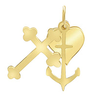 Load image into Gallery viewer, 14K Yellow Gold Flat Faith Hope Love Charm Religious Silhouette Pendant Necklace
