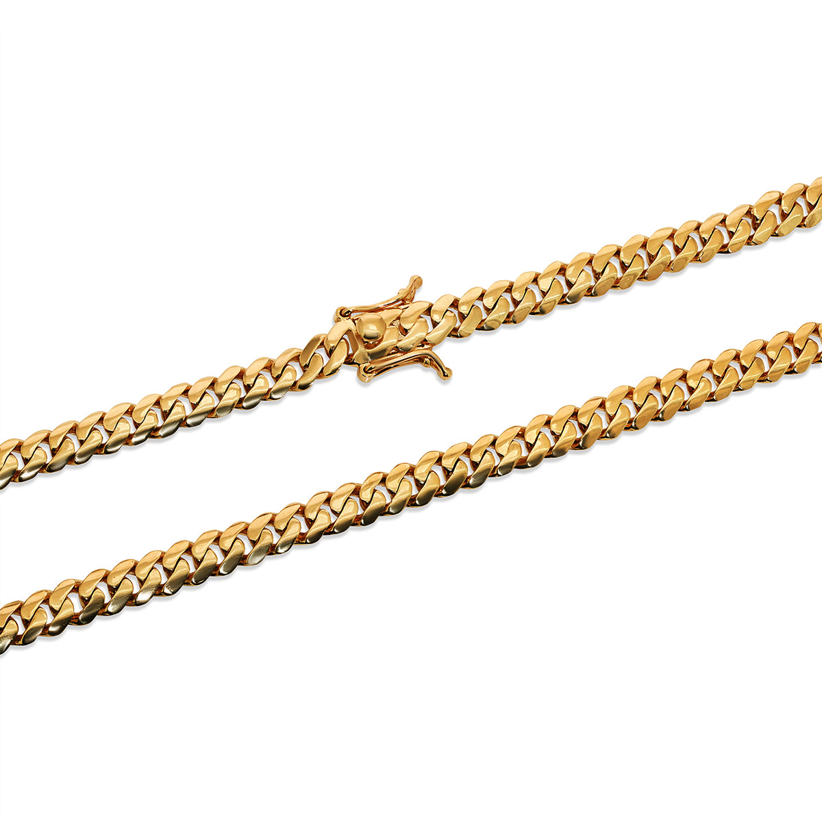 Solid 14k Yellow Gold 6mm Miami Cuban Chain Necklace with Box Lock