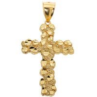 Load image into Gallery viewer, Solid 14k Yellow Gold Nugget Textured Cross Pendant - 4 Sizes
