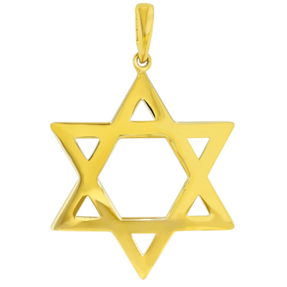 14k Yellow Gold Medium Star of David Pendant with High Polish