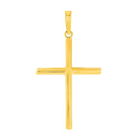 Load image into Gallery viewer, High Polished 14K Gold Plain Slender 3D Cross Pendant with Chain Necklace - Yellow Gold
