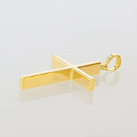 Load image into Gallery viewer, High Polished 14K Gold Plain Slender 3D Cross Pendant with Chain Necklace - Yellow Gold
