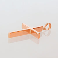 Load image into Gallery viewer, High Polished 14K Gold Plain Slender Cross Pendant with Chain Necklace - Rose Gold

