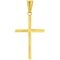 Load image into Gallery viewer, High Polished 14K Yellow Gold Plain and Slender Cross Pendant with Chain Necklace
