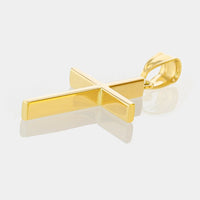 Load image into Gallery viewer, High Polished 14K Yellow Gold Plain and Slender Cross Pendant with Chain Necklace
