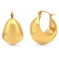 Load image into Gallery viewer, 14k Yellow Gold Bold Dome Hoop Earrings with Latch Back - High Polished

