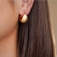 Load image into Gallery viewer, 14k Yellow Gold Bold Dome Hoop Earrings with Latch Back - High Polished
