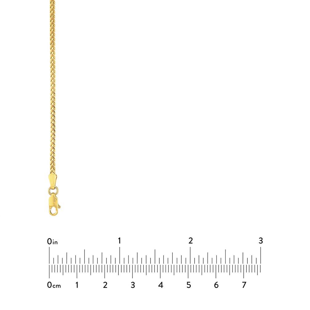 Hollow 14k Yellow Gold 2mm Franco Chain Necklace with Lobster Claw Clasp