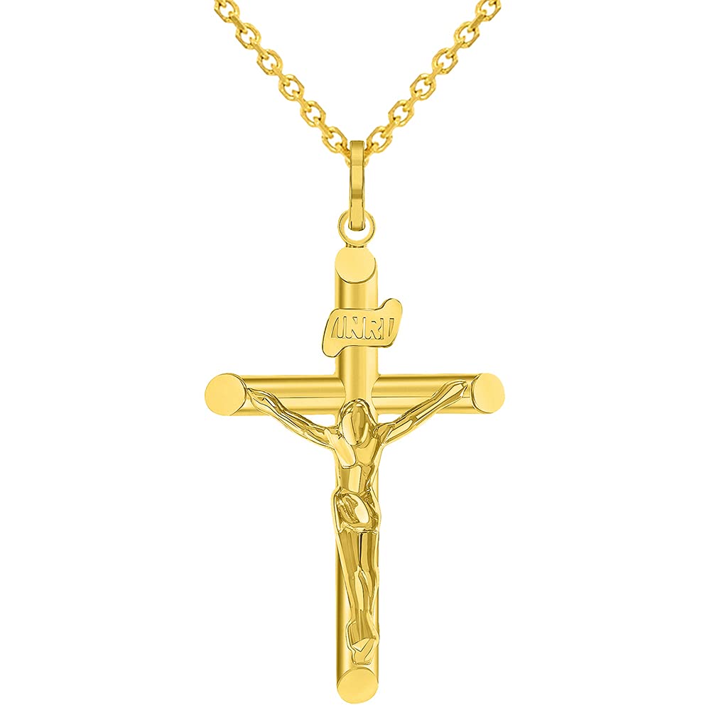INRI Tubular Cross Charm Traditional Roman Catholic Pendant