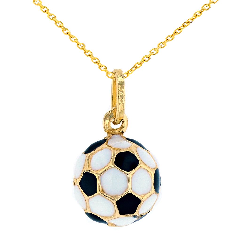 Jewelry America Fine 14k Gold Simple Soccer Ball Futbol Pendant Necklace