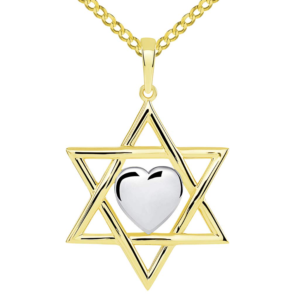 Jewish Love Star of David with Heart Pendant Necklace