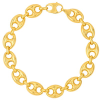 Load image into Gallery viewer, 14K Yellow Gold 10mm Puff Mariner Chain Bracelet with Lobster Lock, 7.5&quot;
