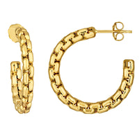 Load image into Gallery viewer, 14K Yellow Gold Round Box Chain Hoop Earrings with Push Back
