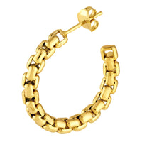 Load image into Gallery viewer, 14K Yellow Gold Round Box Chain Hoop Earrings with Push Back
