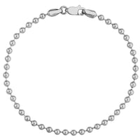 Load image into Gallery viewer, Solid 14K White Gold 3mm Bead Chain Bracelet with Lobster Lock, 8&quot;

