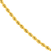Load image into Gallery viewer, 14k Yellow Gold Hollow 3mm Rope Chain Necklace with Lobster Lock - Light Rope Chain

