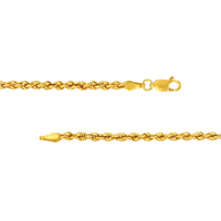 Load image into Gallery viewer, 14k Yellow Gold Hollow 2mm Rope Chain Necklace with Lobster Lock - Light Rope Chain
