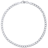 Load image into Gallery viewer, Solid 14K Gold 4mm Curb Cuban Concave Chain Bracelet with Lobster Lock, 7&quot;
