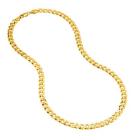 Load image into Gallery viewer, Solid 14K Gold 7mm Curb Chain Cuban Concave Necklace with Lobster Lock
