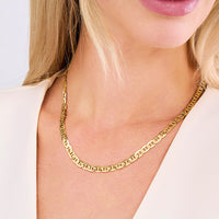 Load image into Gallery viewer, Solid 14K Gold 5.5mm Flat Mariner Chain Necklace with Lobster Lock - Yellow Gold or White Gold
